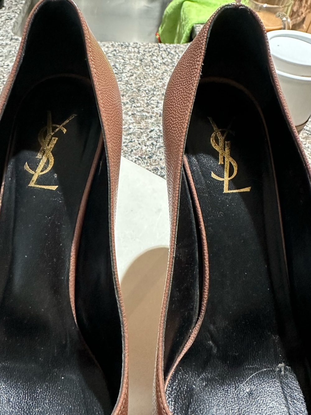 YSL Brown Pebbled Leather Platform Pumps – Size 38+ / Approx. US 8.5 - Picture 6 of 8